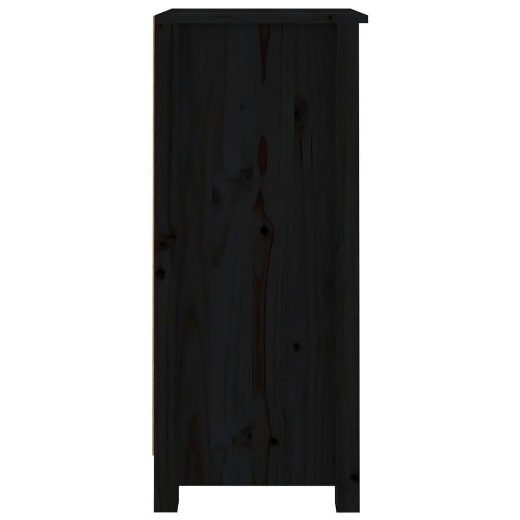 fekete tömör fenyőfa tálalószekrény 40 x 35 x 80 cm
