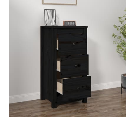 vidaXL Skjenk svart 40x35x80 cm heltre furu