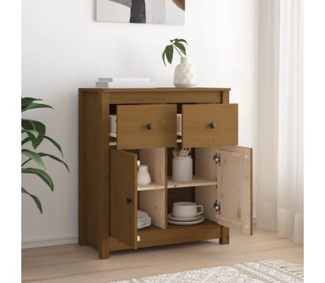 vidaXL kumode, medus brūna, 70x35x80 cm, priedes masīvkoks