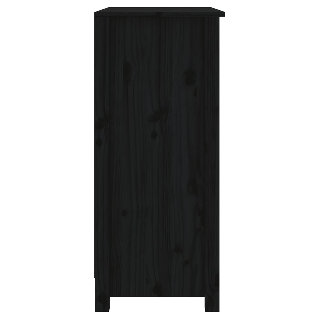 fekete tömör fenyőfa tálalószekrény 70 x 35 x 80 cm