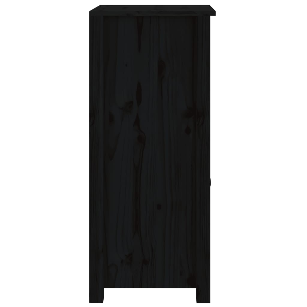 fekete tömör fenyőfa tálalószekrény 40 x 35 x 80 cm
