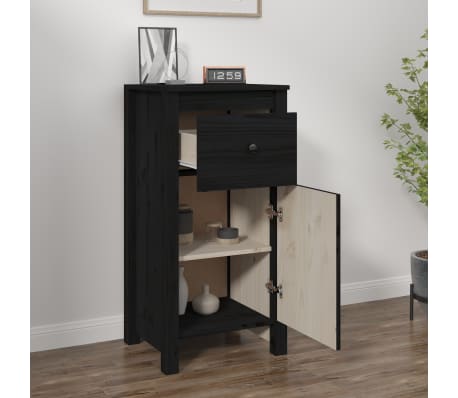 vidaXL Buffet Noir 40x35x80 cm Bois massif de pin