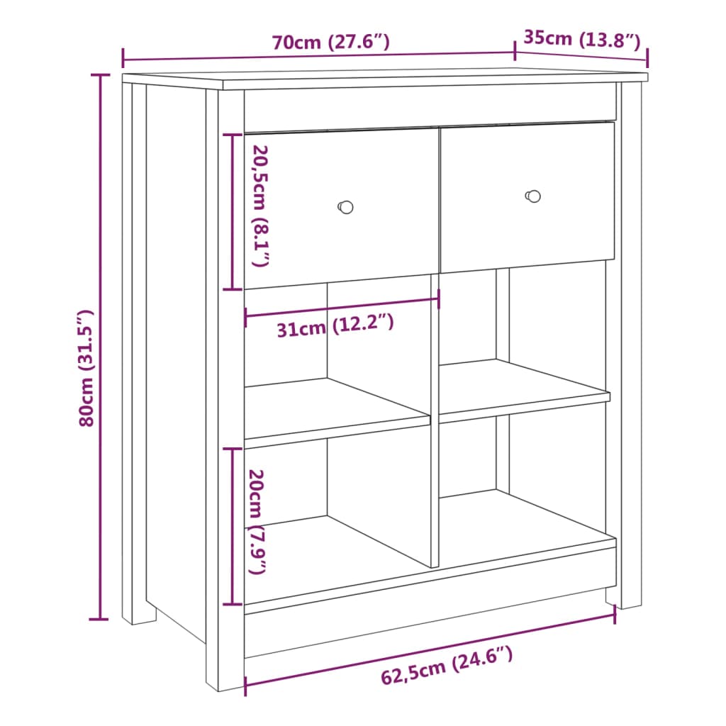 Komoda 70x35x80 cm trdna borovina