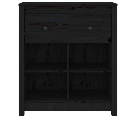 vidaXL Skjenk svart 70x35x80 cm heltre furu