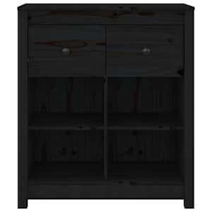vidaXL Skjenk svart 70x35x80 cm heltre furu