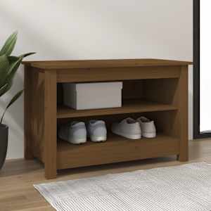 Klop za čevlje medeno rjava 70x38x45,5 cm trdna borovina