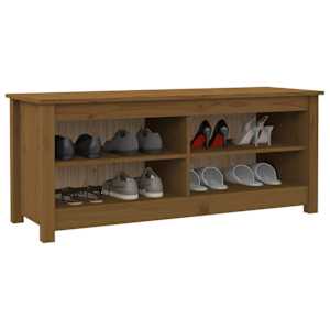 Lavice s botníkem medově hnědá 110x38x45,5 cm masivní borovice - obrázek 6