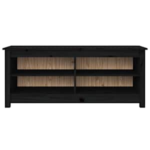 Lavice s botníkem černá 110 x 38 x 45,5 cm masivní borovice - obrázek 3