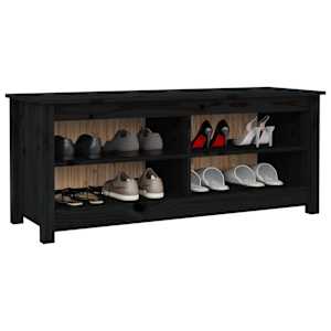 Lavice s botníkem černá 110 x 38 x 45,5 cm masivní borovice - obrázek 6