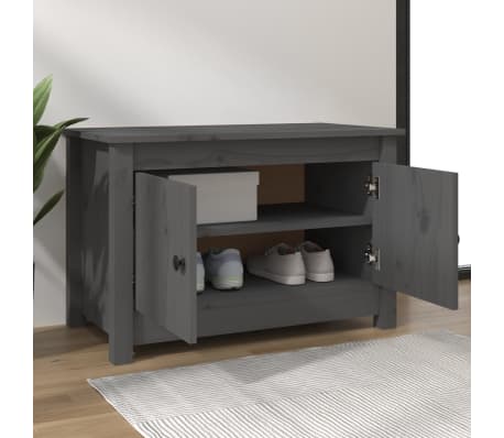 vidaXL Spintelė batams, pilka, 70x38x45,5cm, pušies medienos masyvas