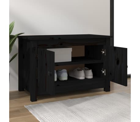 vidaXL Ormarić za cipele crni 70 x 38 x 45,5 cm od masivne borovine