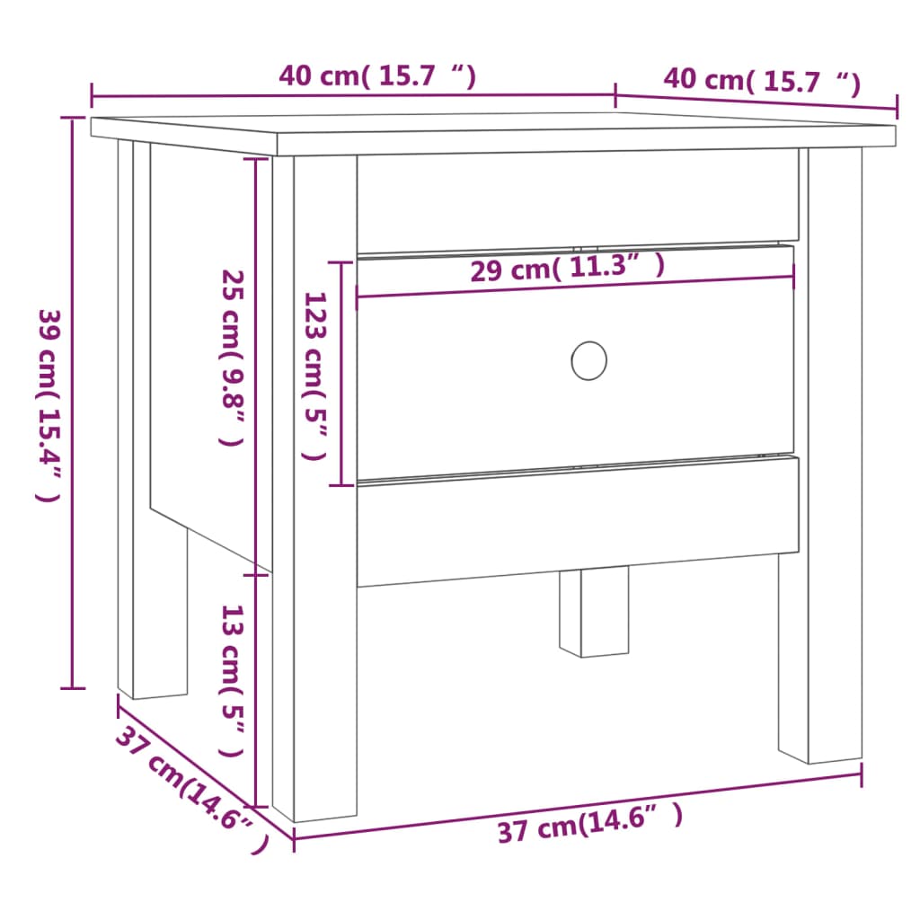 Stranske mizice 2 kosa sive 40x40x39 cm trdna borovina