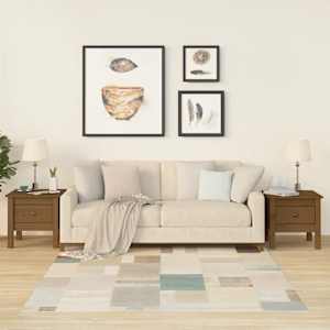 Stranske mizice 2 kosa medeno rjave 40x40x39 cm trdna borovina