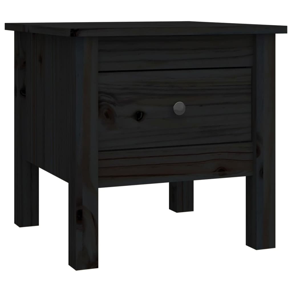 Masă laterală, negru, 40x40x39 cm, lemn masiv de pin