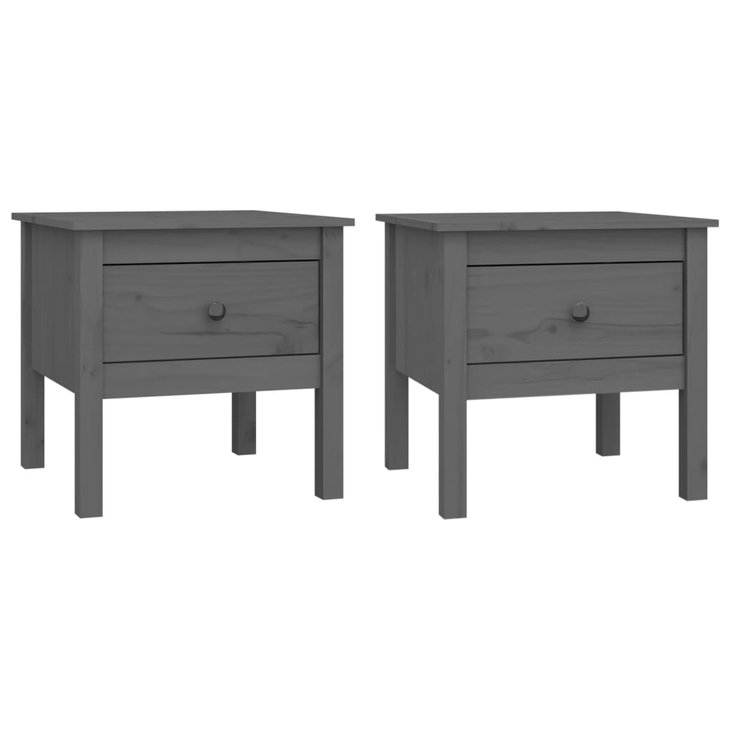 E-shop vidaXL Bočné stolíky 2 ks sivé 50x50x49 cm borovicový masív