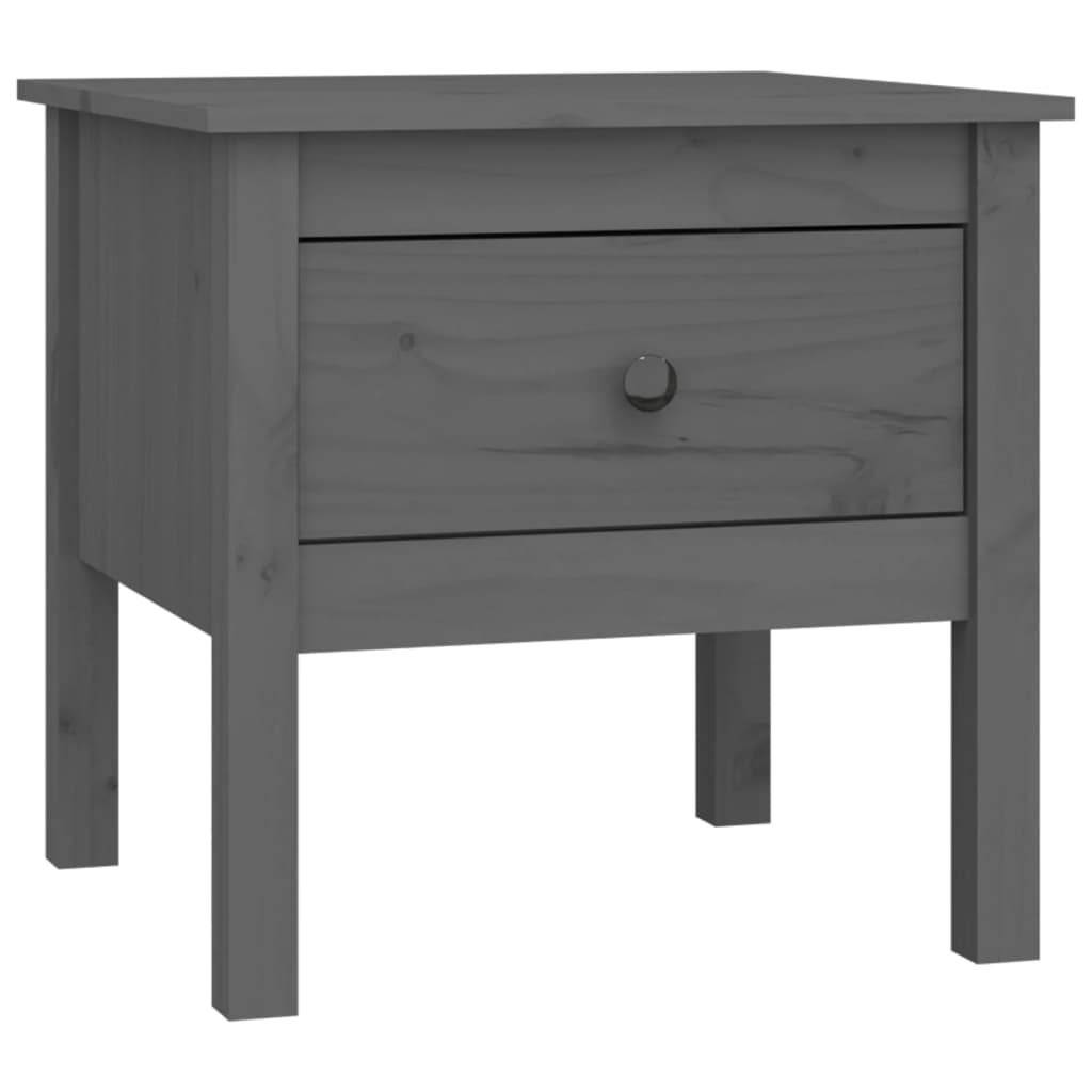 vidaXL Bijzettafels 2 st 50x50x49 cm massief grenenhout grijs afbeelding