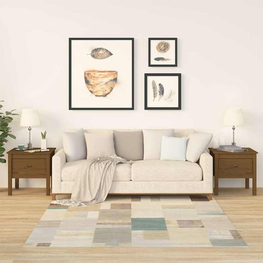 vidaXL Stoliki boczne, 2 szt., miodowy br�z 50x50x49 cm drewno sosnowe