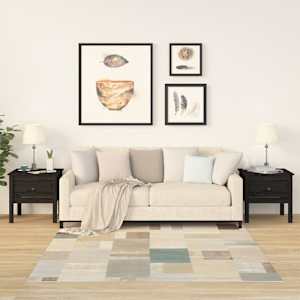 Stranske mizice 2 kosa črne 50x50x49 cm trdna borovina