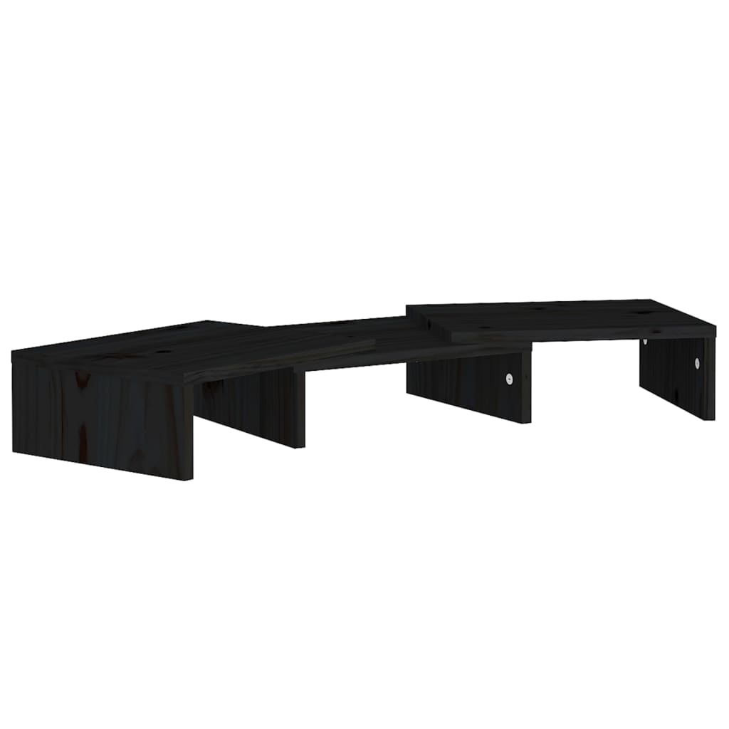 Stand pentru monitor, negru, 60x24x10,5 cm, lemn masiv de pin
