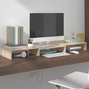 Stojan na monitor 80 x 24 x 10,5 cm masivní borové dřevo - obrázek 1
