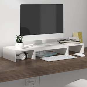 Stojan na monitor bílý 80 x 24 x 10,5 cm masivní borové dřevo - obrázek 9