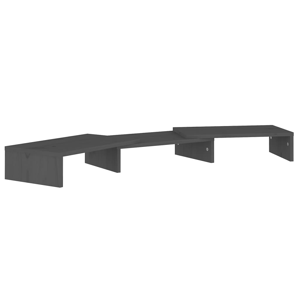 vidaXL Monitorstandaard 80x24x10,5 cm massief grenenhout grijs