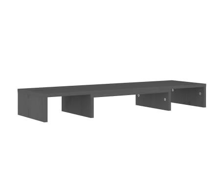 vidaXL Monitorstandaard 80x24x10,5 cm massief grenenhout grijs