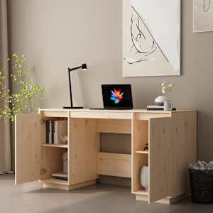 vidaXL Skrivebord 140x50x75 cm heltre furu