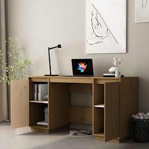 vidaXL Desk Honey Brown 140x50x75 cm Solid Wood Pine