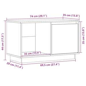 TV skříňka 74 x 35 x 44 cm masivní borové dřevo - obrázek 11