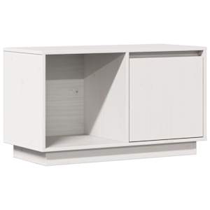 TV skříňka bílá 74 x 35 x 44 cm masivní borové dřevo - obrázek 2