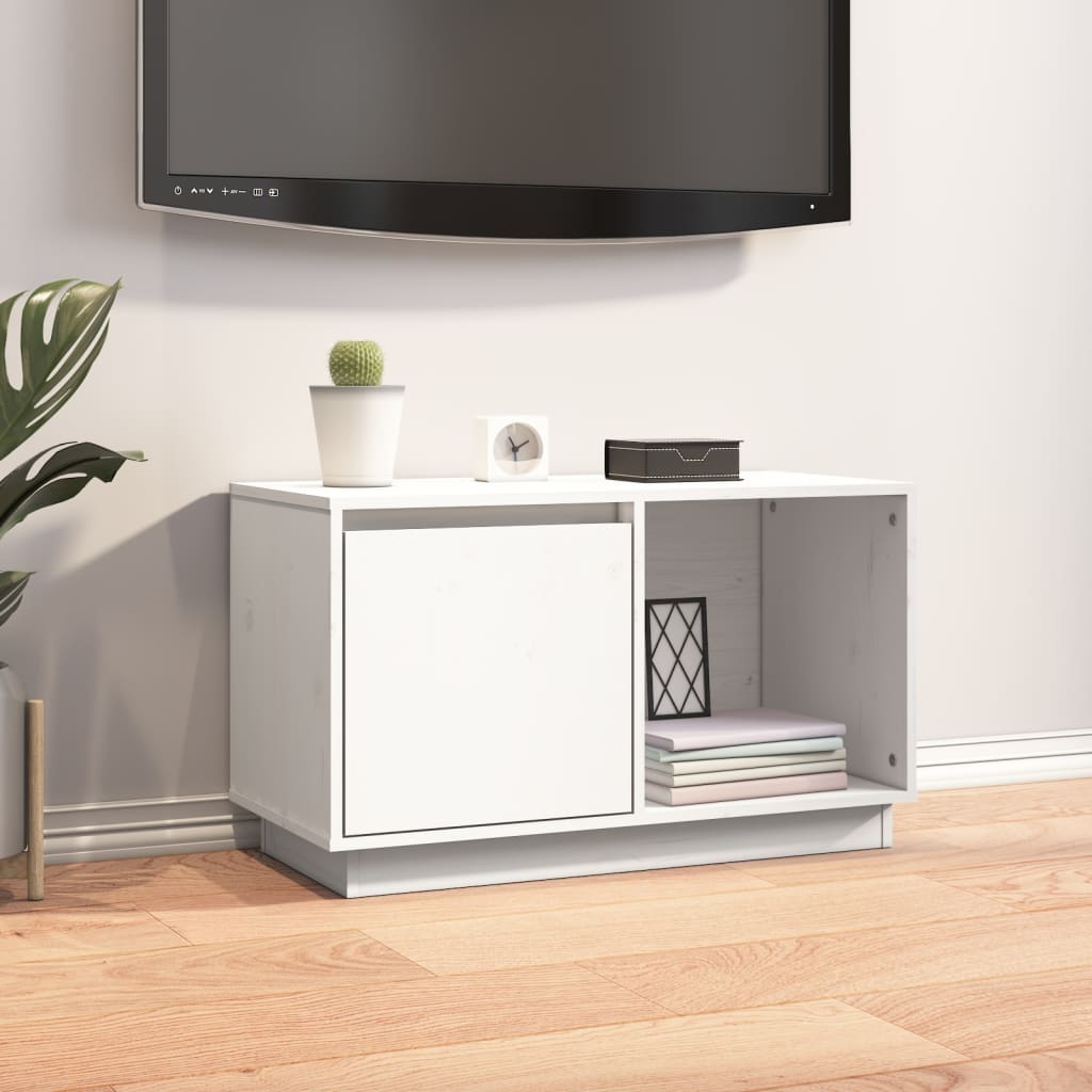 vidaXL Mueble para TV de madera maciza de pino blanco 74x35x44 cm