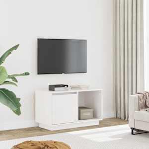 TV skříňka bílá 74 x 35 x 44 cm masivní borové dřevo - obrázek 1