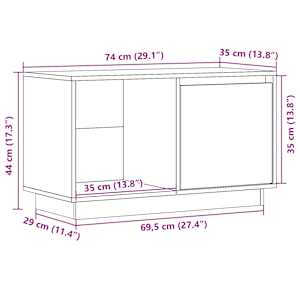 TV skříňka šedá 74 x 35 x 44 cm masivní borové dřevo - obrázek 11