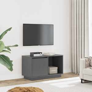 TV skříňka šedá 74 x 35 x 44 cm masivní borové dřevo - obrázek 1
