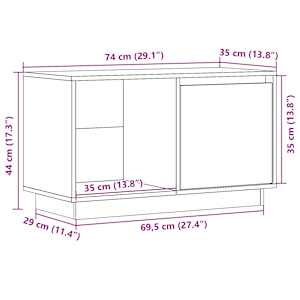TV skříňka medově hnědá 74 x 35 x 44 cm masivní borové dřevo - obrázek 11