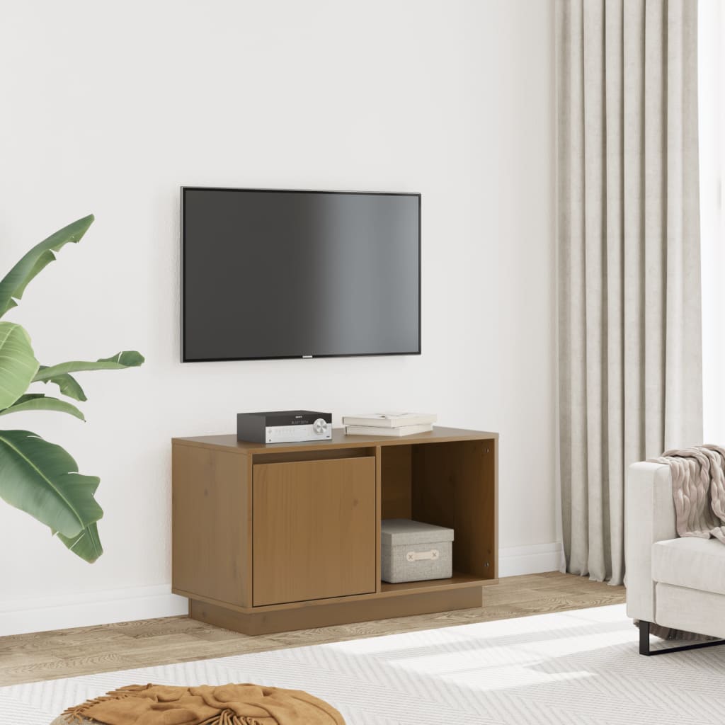 vidaXL Szafka pod TV, miodowy br�z, 74x35x44 cm, lite drewno sosnowe