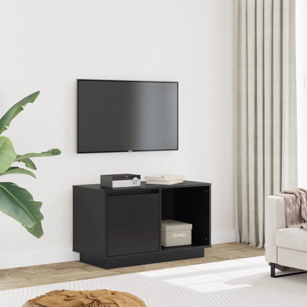 TV-benk svart 74x35x44 cm heltre furu