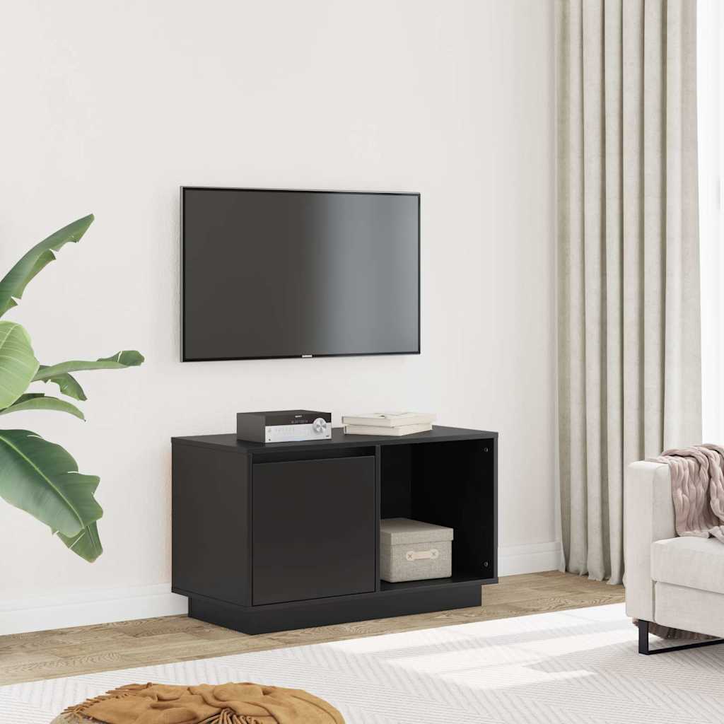 vidaXL Szafka pod telewizor, czarna, 74x35x44 cm, lite drewno sosnowe