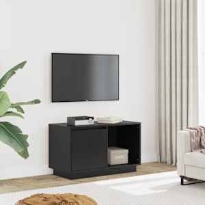 TV skříňka černá 74 x 35 x 44 cm masivní borové dřevo - obrázek 1