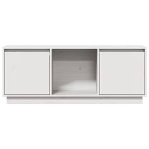 TV skříňka bílá 110,5 x 35 x 44 cm masivní borové dřevo - obrázek 5
