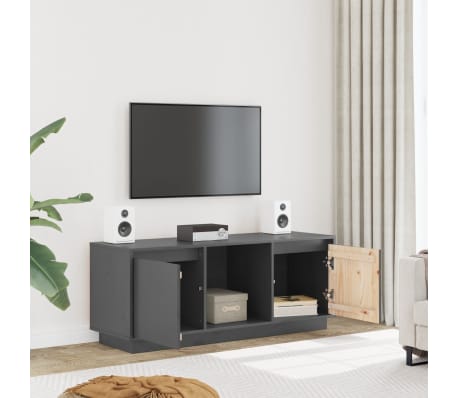 vidaXL TV-Schrank Grau 110,5x35x44 cm Massivholz Kiefer