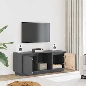 TV skříňka šedá 110,5 x 35 x 44 cm masivní borové dřevo - obrázek 3