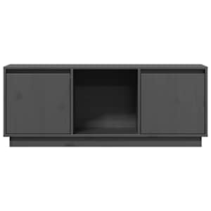TV skříňka šedá 110,5 x 35 x 44 cm masivní borové dřevo - obrázek 5