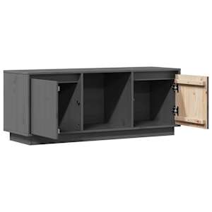 TV skříňka šedá 110,5 x 35 x 44 cm masivní borové dřevo - obrázek 6