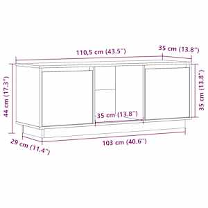 TV skříňka šedá 110,5 x 35 x 44 cm masivní borové dřevo - obrázek 11