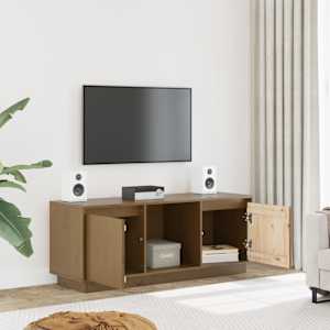 TV skříňka medově hnědá 110,5 x 35 x 44 cm masivní borové dřevo - obrázek 3