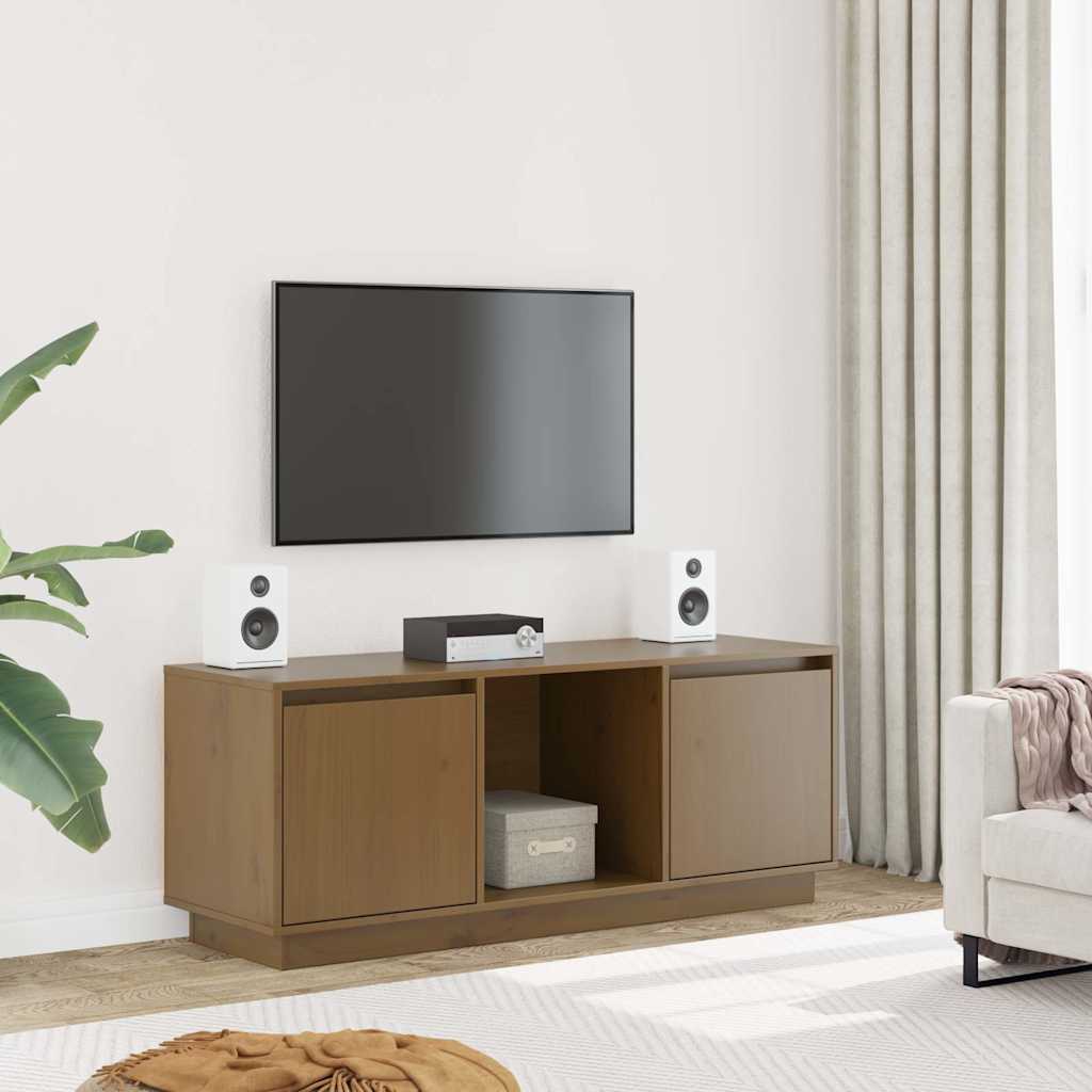 vidaXL Szafka pod TV, miodowy br�z 110,5x35x44 cm, lite drewno sosnowe
