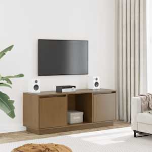 TV skříňka medově hnědá 110,5 x 35 x 44 cm masivní borové dřevo - obrázek 1