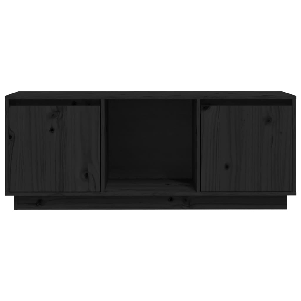 Meuble TV Noir 110,5x35x44 cm Bois de pin massif | meublestv.fr 7